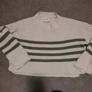 Pink Rose Crop Crocheted Sweater